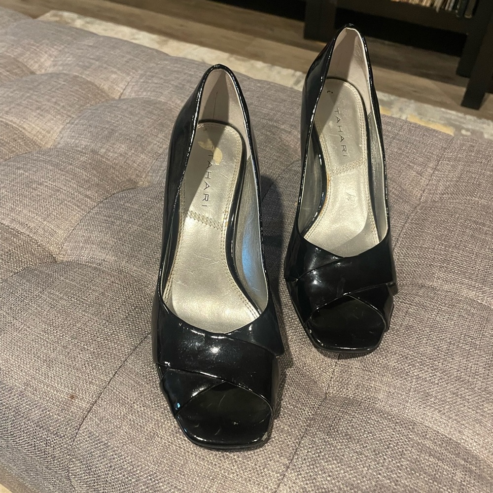 Tahari patent leather heel.
